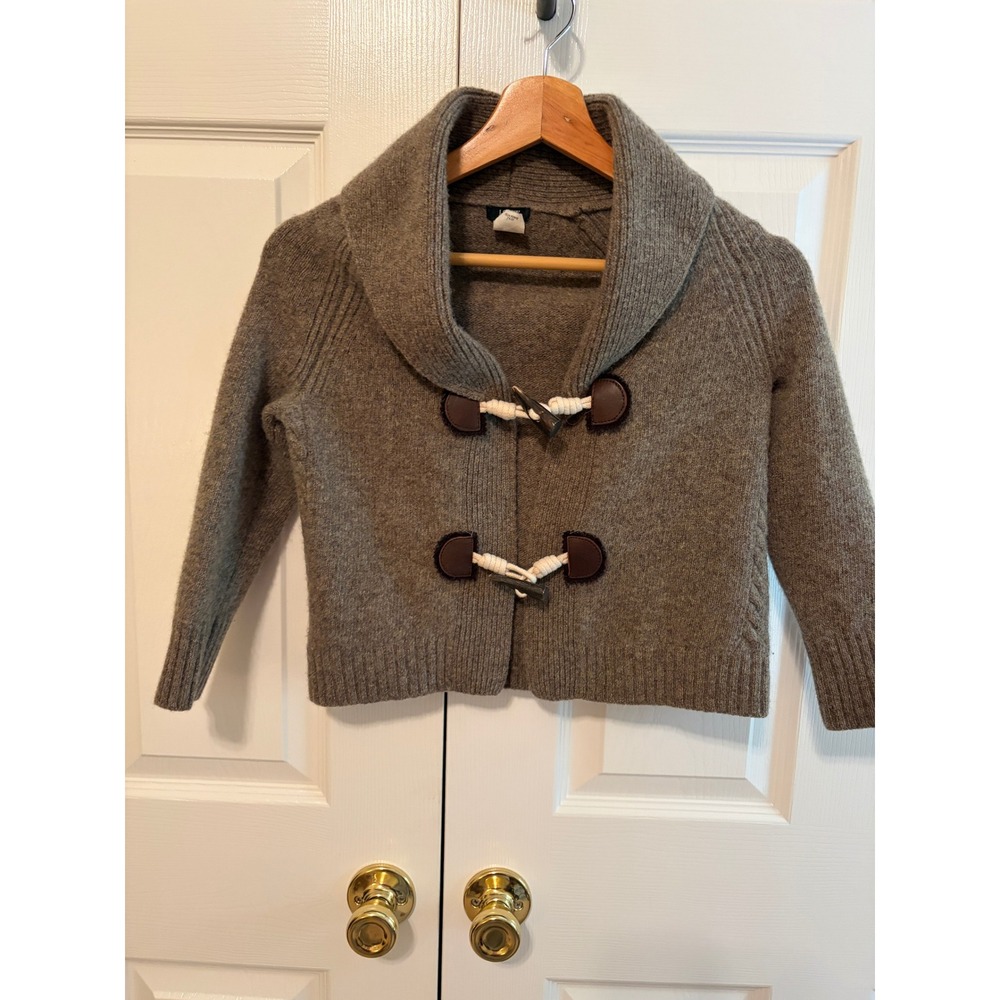 J.Crew Womens Lambswool Cashmere Shawl Collar Toggle Cardigan Sweater Brown S